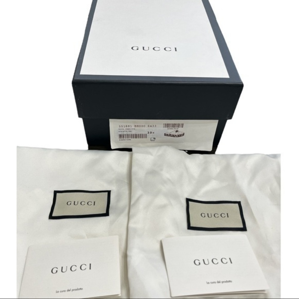 GUCCI Nappa Charlotte Hibiscus Red Leather GG Marmont Espadrille Mules Size 39.5 - Picture 7 of 7